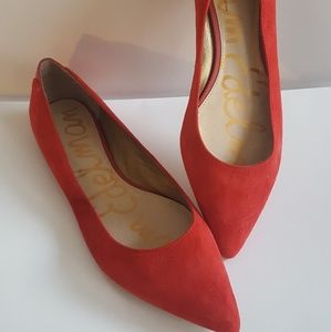 Red suede flats